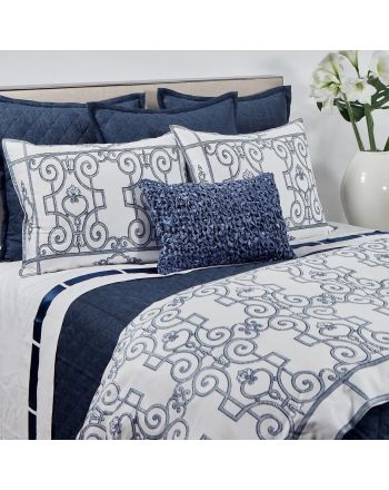 Faux Linen Coverlet Set - Indigo